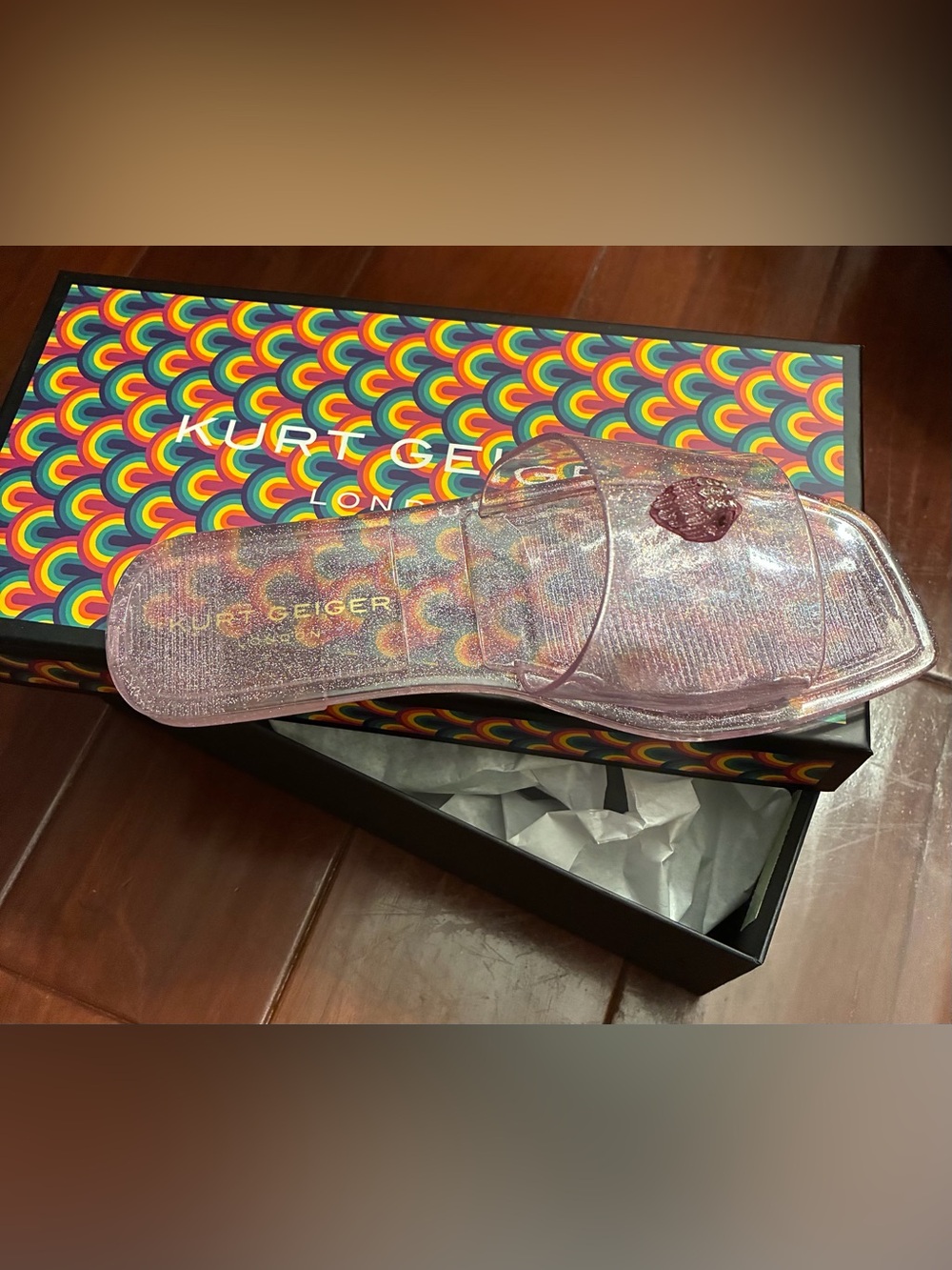 NWT! Kurt Geiger Maddison Slide Sandal, size W6.5 in “Viola” brand new in box!